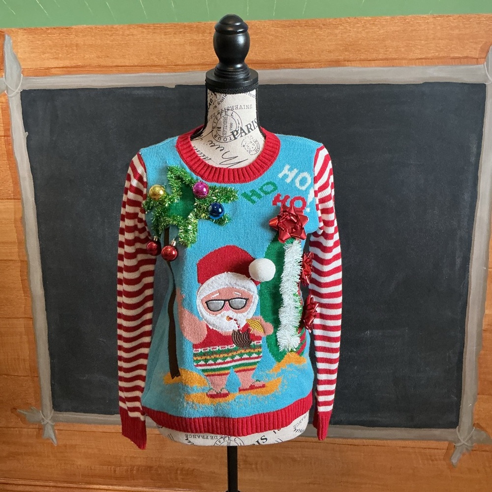 Derek ❤️ Festive Santa Sweater with Striped Sleeves